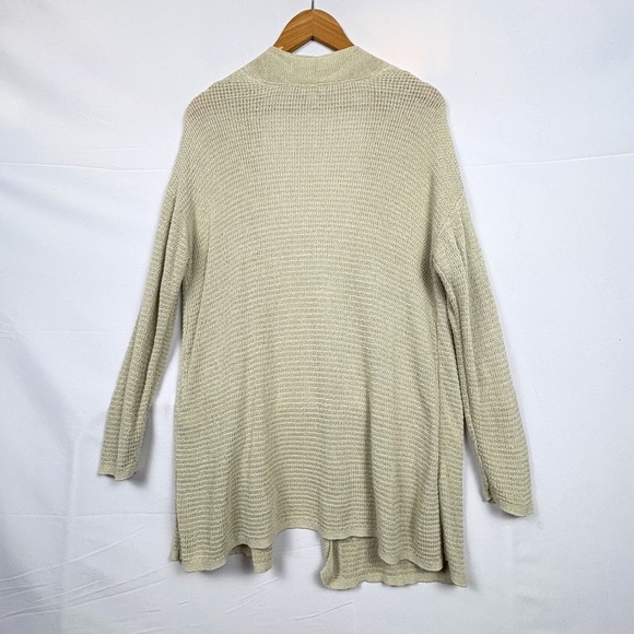 J. Jill Womens Linen Open Knit Cardigan Sweater Sz L Beachy Coastal Open Front - Picture 6 of 12